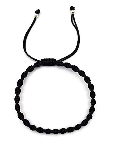 MYSTIC JEWELS - Rotating Macrame Bracelet - Colorful Thread Kabbalah, Amulet, Evil Eye Protection, Good Luck, Good Luck (Black)