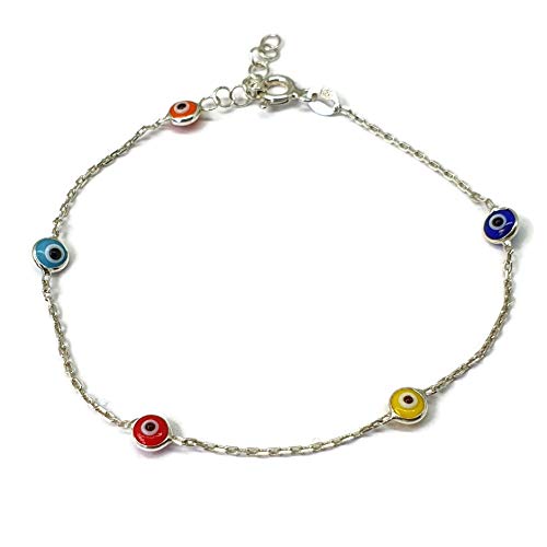 MYSTIC JEWELS by Dalia - 19cm Silver Evil Eye Bracelet - to give as a gift (Multicolor)