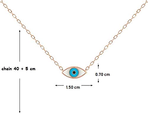 MYSTIC JEWELS by Dalia - Evil Eye Necklace - Rhodium - 925 Sterling Silver Enameled with White and Blue for Good Luck for Women and Girls (Pink)