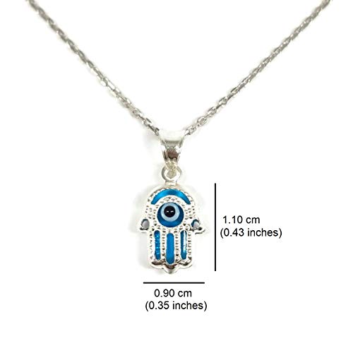 MYSTIC JEWELS by Dalia - Crystal and 925 Sterling Silver Evil Eye Necklace - Hand of Fatima - Hamsa - for Men and Women