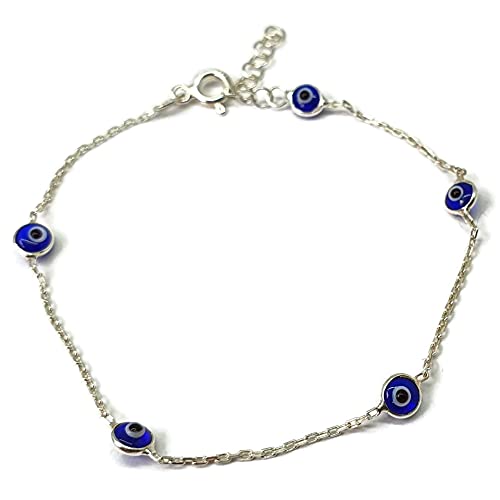 MYSTIC JEWELS by Dalia - 19cm Silver Evil Eye Bracelet - for Gifting (Navy Blue)