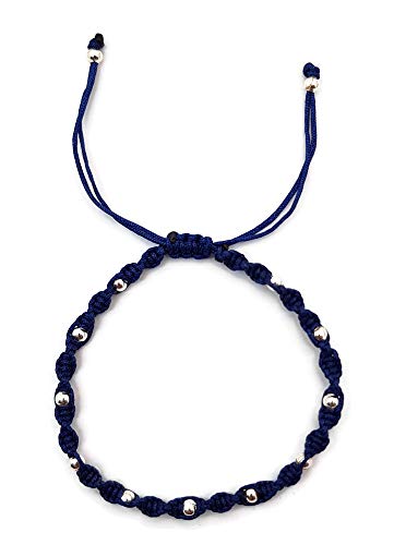 MYSTIC JEWELS - Colorful Thread Kabbalah Bracelet with Balls, Amulet, Evil Eye Protection, Good Luck, Good Luck (Blue)