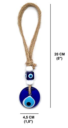 MYSTIC JEWELS - Turkish Eye with Jude for Homes, Cars - Good Luck Amulet - Good Luck Ornament (Blue)