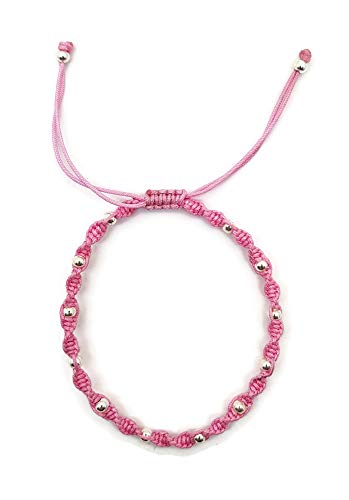 MYSTIC JEWELS - Colorful Thread Kabbalah Bracelet with balls, amulet, evil eye protection, good luck, good luck (Pink)