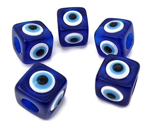 5 Units - Turkish Eyes for Hanging - plastic against the Blue and White Evil Eye, Lucky Amulet, Wall Decoration (Cube)