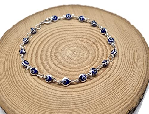 MYSTIC JEWELS by Dalia - Silver Evil Eye Bracelet - 19cm (Navy Blue)