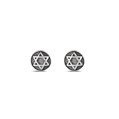 MYSTIC JEWELS By Dalia - 925 Sterling Silver Round Star of David Pendant with a 7mm Turkish Evil Eye Charm Dangling for Evil Eye (Earrings)