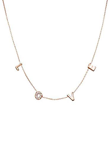 MYSTIC JEWELS by Dalia - 925 Sterling Silver Necklace, Love Letters, for Anniversary or Valentine's Day (Pink)