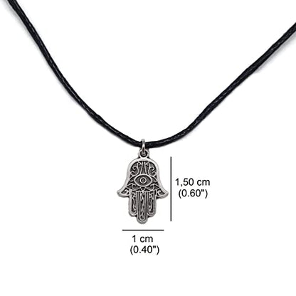 MYSTIC JEWELS - Hand of Fatima (Hamsa) pendant for good luck and evil eye, women and men, gift (Model 3)