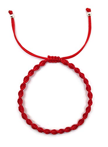 MYSTIC JEWELS - Rotating Macrame Bracelet - Colorful Thread Kabbalah, Amulet, Evil Eye Protection, Good Luck, Good Luck (Red)