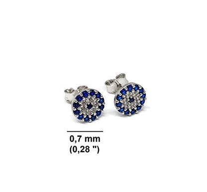 MYSTIC JEWELS by Dalia - 925 sterling silver earring - Turkish eye with cubic zirconia (Round)
