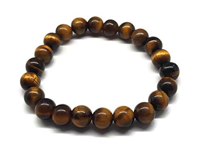MYSTIC JEWELS by Dalia - 8mm Natural Tiger Eye Elastic Bracelet for Energy, Evil Eye