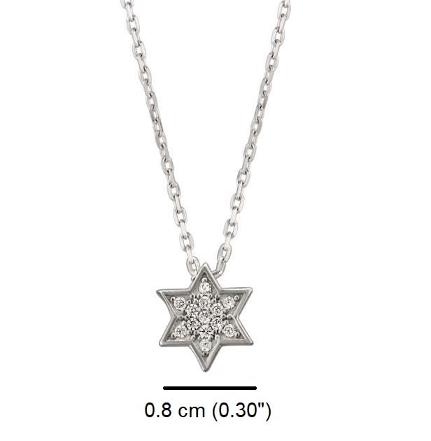 MYSTIC JEWELS By Dalia - 925 Sterling Silver Star of David Pendant - Rhodium plated and with zircons - small, elegant and minimalist to give as a gift