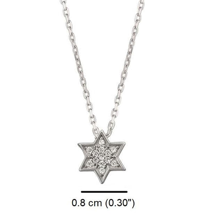 MYSTIC JEWELS By Dalia - 925 Sterling Silver Star of David Pendant - Rhodium plated and with zircons - small, elegant and minimalist to give as a gift