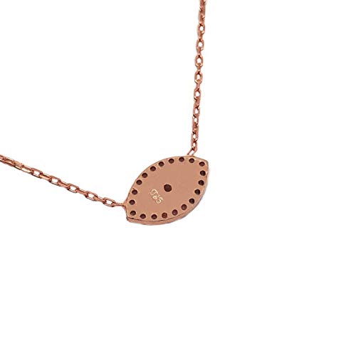 MYSTIC JEWELS by Dalia - Opal Necklace in the Shape of a Turkish Eye, 925 Sterling Silver with Cubic Zirconia (Pink)