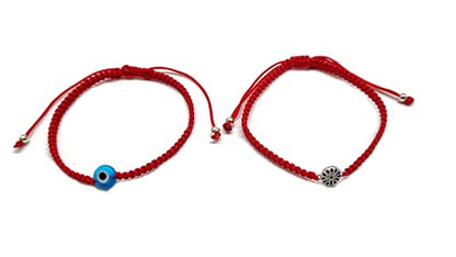 MYSTIC JEWELS by Dalia - 7 knots Red Thread Bracelet - Adjustable protection and evil eye bracelet, lucky amulet, handmade, unisex (Model 8)