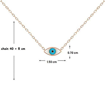MYSTIC JEWELS by Dalia - Evil Eye Necklace - Rhodium - 925 Sterling Silver Enameled with White and Blue for Good Luck for Women and Girls (Pink)