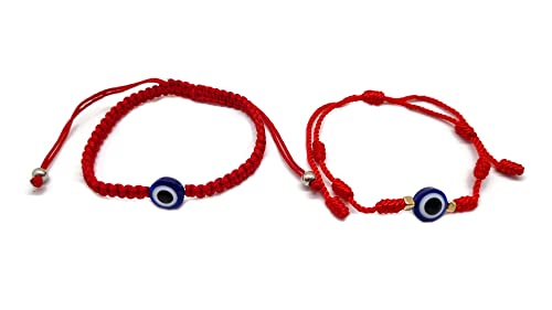 MYSTIC JEWELS by Dalia - 7 knots Red Thread Bracelet - Adjustable protection and evil eye bracelet, lucky amulet, handmade, unisex (Model 5)