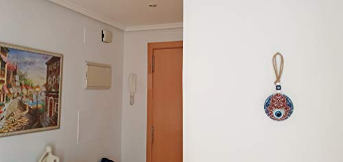 MYSTIC JEWELS - Hamsa of the Hand of Fatima in Crystal with Turkish Eye for Good Luck at Home (Model 1)