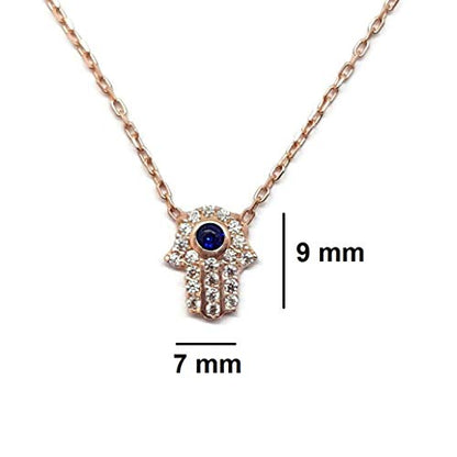 MYSTIC JEWELS by Dalia - Hand of Fatima Necklace with Good Luck Pendant - Minimalist - 925 Sterling Silver to protect you (Pink)