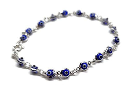 MYSTIC JEWELS by Dalia - Silver Evil Eye Bracelet - 19cm (Navy Blue)