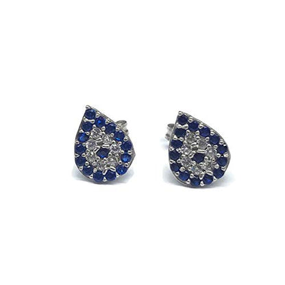 MYSTIC JEWELS By Dalia - 925 sterling silver earring - Turkish eye with cubic zirconia (Drop)