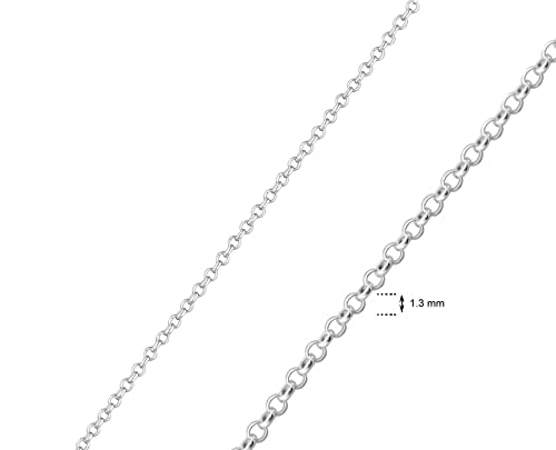 MYSTIC JEWELS By Dalia - 1.3 mm Rolo-plated 925 Sterling Silver Necklace, for women, without pendant, available in 40,45,50 cm (50 cm)