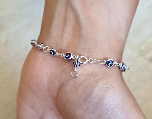 MYSTIC JEWELS by Dalia - Silver Evil Eye Bracelet - 19cm (Navy Blue)