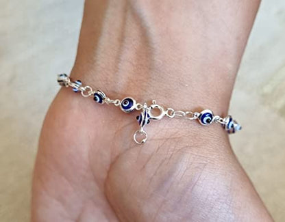 MYSTIC JEWELS by Dalia - Silver Evil Eye Bracelet - 19cm (Navy Blue)