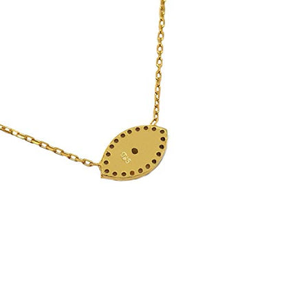 MYSTIC JEWELS by Dalia - Opal Necklace in the Shape of a Turkish Eye, 925 Sterling Silver with Cubic Zirconia (Golden)