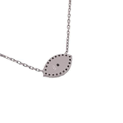 MYSTIC JEWELS by Dalia - Opal Necklace in the Shape of a Turkish Eye, 925 Sterling Silver with Cubic Zirconia (Silver)