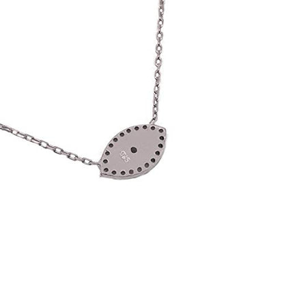 MYSTIC JEWELS by Dalia - Opal Necklace in the Shape of a Turkish Eye, 925 Sterling Silver with Cubic Zirconia (Silver)