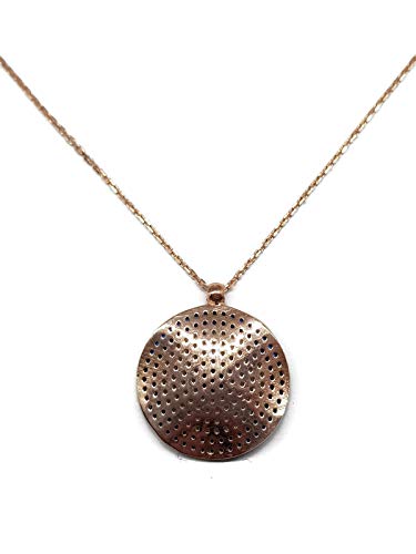 MYSTIC JEWELS By Dalia - 925 Sterling Silver Blue Round Turkish Eye Pendant Necklace with Cubic Zirconia (Pink)