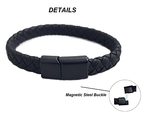 MYSTIC JEWELS By Dalia - Stainless Steel Magnetic Men's Leather Bracelet (MB19)