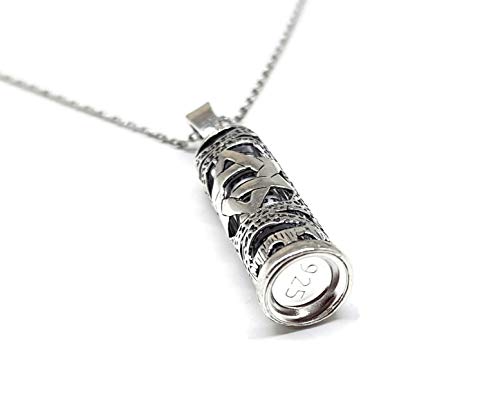 MYSTIC JEWELS by Dalia - 925 Sterling Silver - Mezuzah with Silver Chain (Model 4)