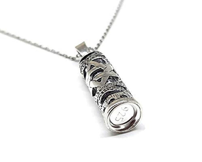 MYSTIC JEWELS by Dalia - 925 Sterling Silver - Mezuzah with Silver Chain (Model 4)