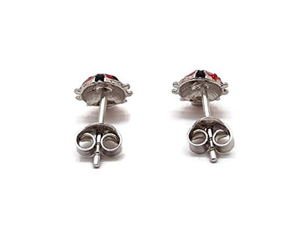 925 Sterling Silver Earrings, Enameled Ladybug 8.1 mm Pressure Closure Girl to Gift