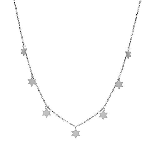 MYSTIC JEWELS By Dalia - 925 Sterling Silver Necklace, Choker for Women with 7 small Stars of David (925 Silver)