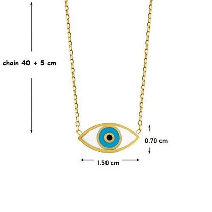 MYSTIC JEWELS by Dalia - Evil Eye Necklace - Rhodium - 925 Sterling Silver Enameled with White and Blue for Good Luck for Women and Girls (Gold)