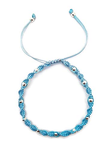 MYSTIC JEWELS - Colorful Thread Kabbalah Bracelet with Balls, Amulet, Evil Eye Protection, Good Luck, Good Luck (Turquoise)