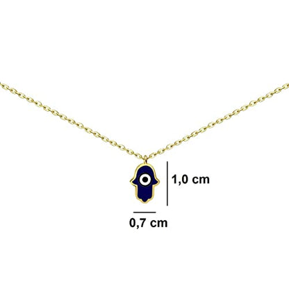 MYSTIC JEWELS By Dalia - 925 Sterling Silver Necklace, Hamsa (Hand of Fatima) enamelled evil eye, ideal for gifting (Golden)