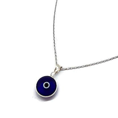 MYSTIC JEWELS by Dalia - Blue crystal evil eye necklace for good luck - 925 sterling silver - - Chain 40 to 45 cm Length, to give as a gift for evil eye protection (Strong Transparent Blue)