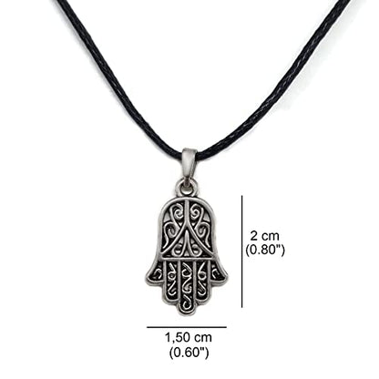 MYSTIC JEWELS - Hand of Fatima (Hamsa) pendant for good luck and evil eye, women and men, gift (Model 2)