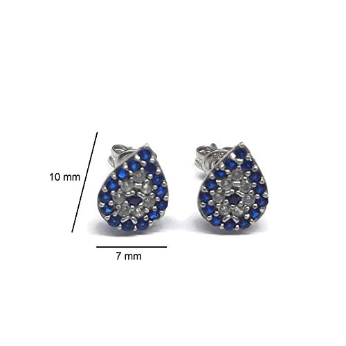MYSTIC JEWELS By Dalia - 925 sterling silver earring - Turkish eye with cubic zirconia (Drop)