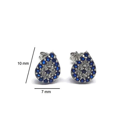 MYSTIC JEWELS By Dalia - 925 sterling silver earring - Turkish eye with cubic zirconia (Drop)