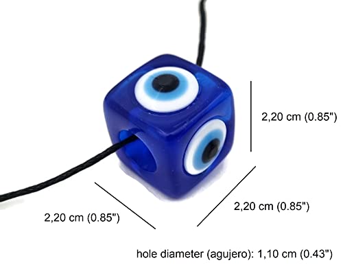 5 Units - Turkish Eyes for Hanging - plastic against the Blue and White Evil Eye, Lucky Amulet, Wall Decoration (Cube)