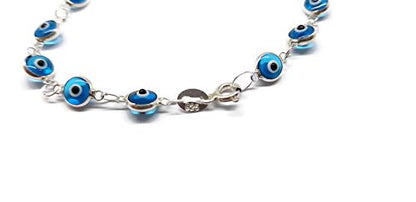 MYSTIC JEWELS by Dalia - Silver Evil Eye Bracelet - 19cm (Light Blue) (Light Blue)