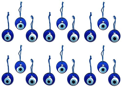 Turkish eye to hang, crystal against blue evil eye, for good luck, 4cm in diameter with hole and thread, nazar boncuk, evil eye (18)