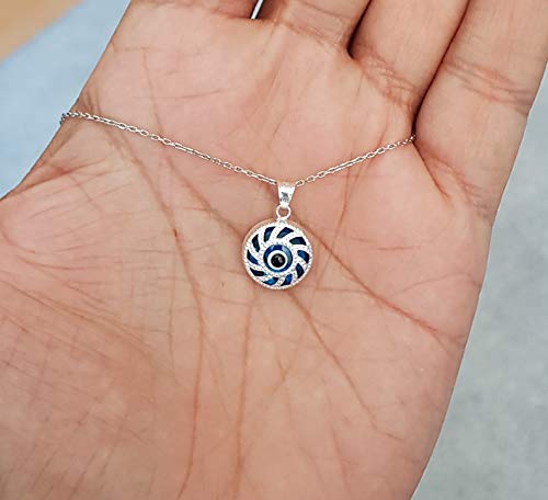 MYSTIC JEWELS by Dalia - Crystal and 925 Sterling Silver Evil Eye Necklace - Turkish Eye (Round)