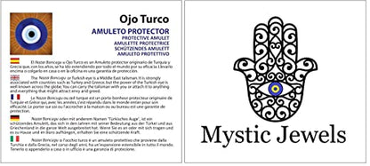 MYSTIC JEWELS - Round Turkish Eye Ornament with Jude for Wall Decoration, Prevent Evil Eye from Your Home, Good Luck Amulet, Good Luck Ornament (Blue)